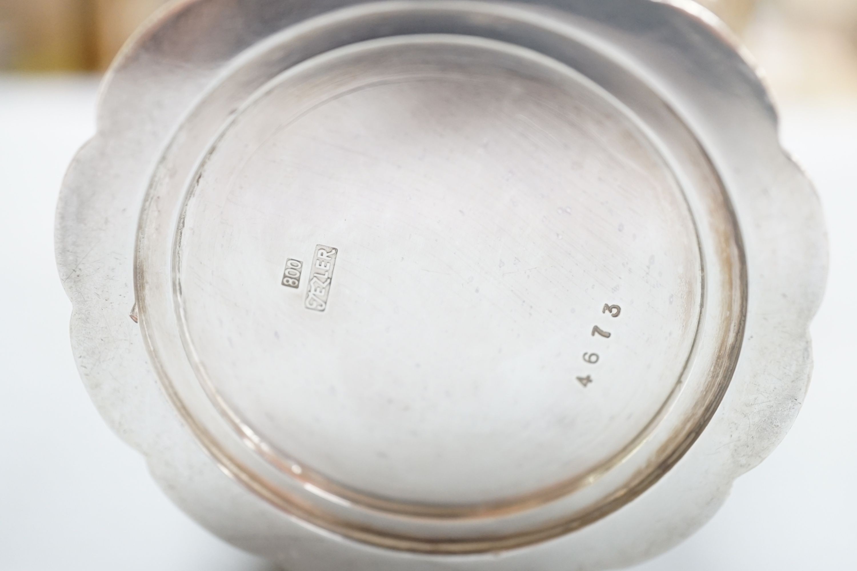 A German 800 standard parcel gilt white metal beaker, by Tezler, 10cm, 207 grams.